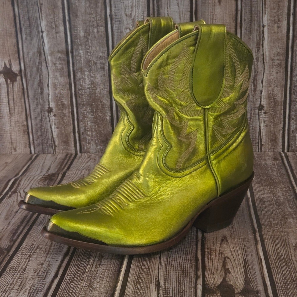 Sz 6.5 B Womens Idyllwind Wheels Metallic Lime Green Western Cowboy Boots